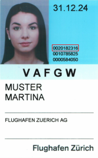 Neuer Flughafenausweis mit markierter Ausweisträgernummer